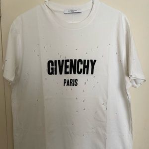 GIVENCHY PARIS WHITE DESTROYED T-shirt